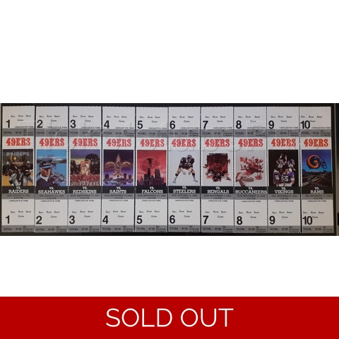 LOT of (10) 1984 San Francisco 49ers Full Ticket Stubs MONTANA LOTT SUPER BOWL